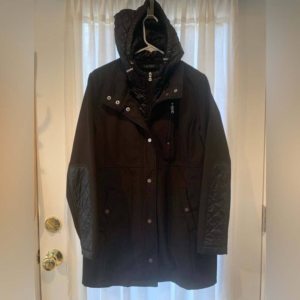 Ralph Lauren neoprene 3/4 jacket with attached hooded and built in quilted vest